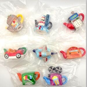 NEW Red Rose Miniature Teapots Collectible Figurine Inventions 1999 Set of 8